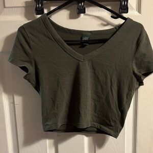 wild fable Olive Green V-Neck Crop Top